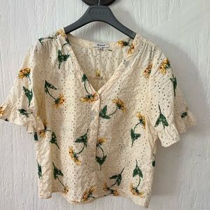 Madewell petit M cotton shirt, ivory with flower